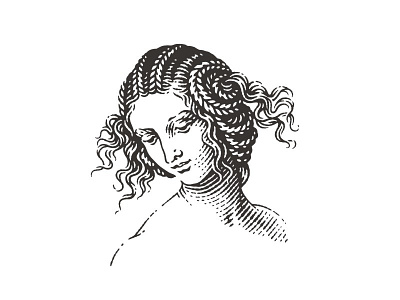 Leda engrave engraving etching face food logo pen and ink portrait vector engraving woman woodcut