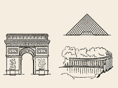 Parisian Landmarks colour drawing flat graphic design handmade hotel illustration illustrator cc paris
