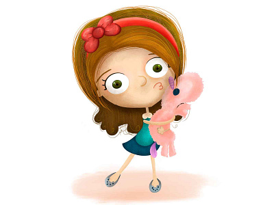 Cute Girl 2d animation character character design cute design girl illustration illustrator kid kiss little girl unicorn vector