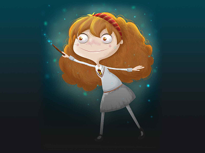 Hermione Granger 2d animation character character design design girl harry potter hermione hermione granger hp illustration illustrator kid magic particles vector wand