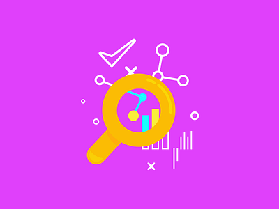 Analyze analyze color data flat graph icon illustration neon search vector vibrant