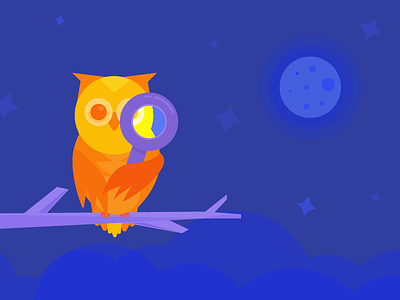 Night Search animal google graphic illustration night owl search vector