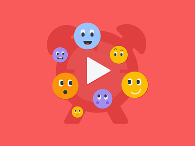 Time to watch emotions faces illustration play vector watching
