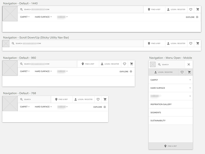 Responsive Navigation Variations mobile responsive sketch ux web