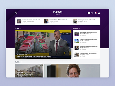 PULS24 - UI Web Design for a TV News Channel (Desktop, Part 1) app app ui design mobile design news design news site ui design uidesign uiux ux