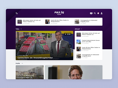 PULS24 - UI Web Design for a TV News Channel (Desktop, Part 1)