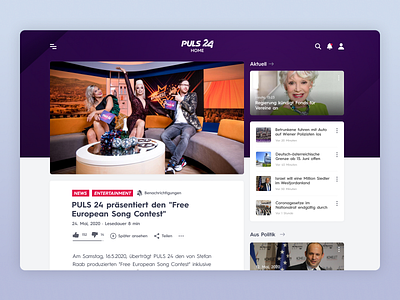 PULS24 - UI Web Design for a TV News Channel (Desktop, Part 4) app news app news design news site tv tv app ui design uidesign uiux ux