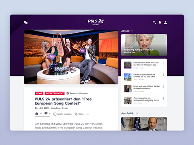 PULS24 - UI Web Design for a TV News Channel (Desktop, Part 4)