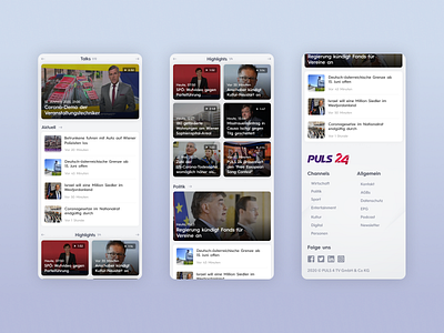 PULS24 - UI Web Design for a TV News Channel (Mobile, Part 3) app mobile design news app news design tv ui ui design uidesign uiux ux