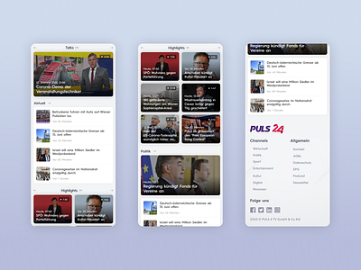 PULS24 - UI Web Design for a TV News Channel (Mobile, Part 3)