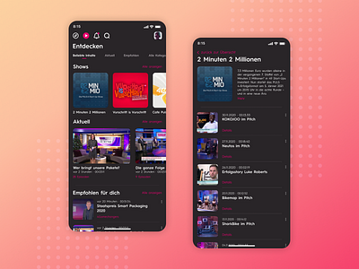 Puls4 App - App Design UI for TV-Channel Video App (Part 1) app app design news app streaming streaming app tv ui ui ux ui design uiux video video app