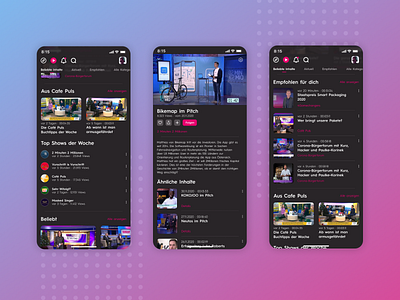 Puls4 App - App Design UI for TV-Channel Video App (Part 3) app app design news app news design streaming streaming app tv tv app ui ui ux ui design uidesign uiux ux video video app