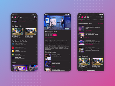 Puls4 App - App Design UI for TV-Channel Video App (Part 3)