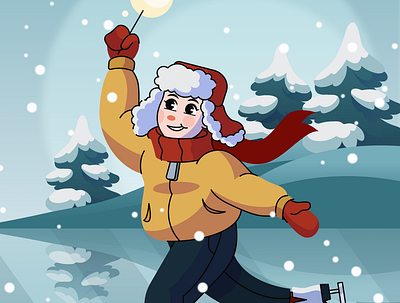 Skating cartoon illustration flat illustration illustration vector winter