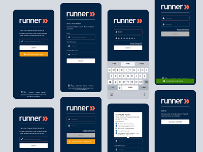 Runner Mobile Lite Login Screens app branding design graphicdesign iconography logo ui ux vector web