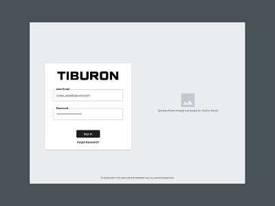 Tiburon Login Page Wireframe