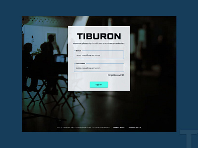 Tiburon Login Page app branding flat icon material ui ux web