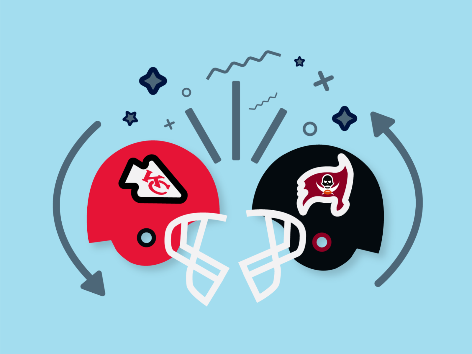Chiefs vs Bucks Super Bowl design flat graphicdesign icon iconography illustration minimal pantone typography vector