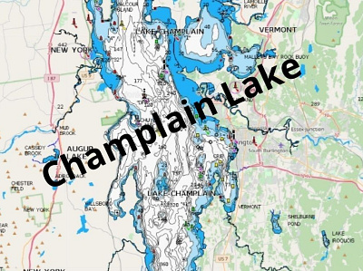Champlain Lake depth map fishing map marine chart nautical chart
