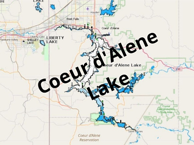 Coeur d'Alene Lake depth map fishing map marine chart nautical chart typography web