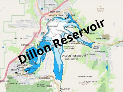 Dillon Reservoir depth map fishing map marine chart nautical chart typography