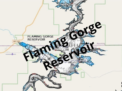 Flaming Gorge Reservoir depth map fishing map marine chart nautical chart typography