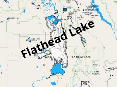 Flathead Lake depth map fishing map marine chart nautical chart typography