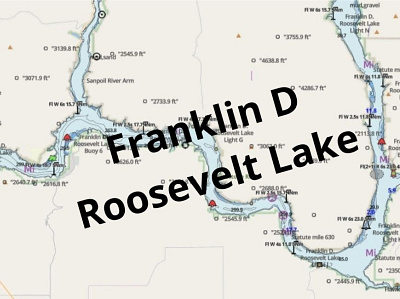 Franklin D Roosevelt Lake depth map fishing map marine chart nautical chart typography