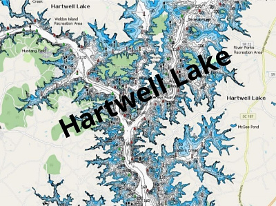 Hartwell Lake depth map fishing map marine chart nautical chart