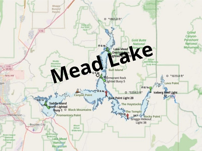 Mead Lake depth map fishing map marine chart nautical chart typography