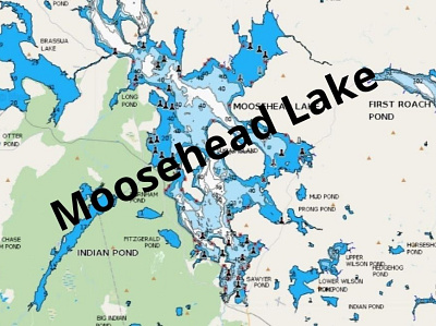Moosehead Lake depth map fishing map marine chart nautical chart typography