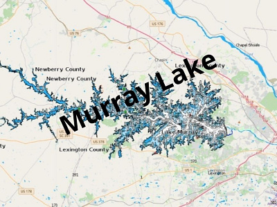 Murray Lake (SC) depth map fishing map marine chart nautical chart typography