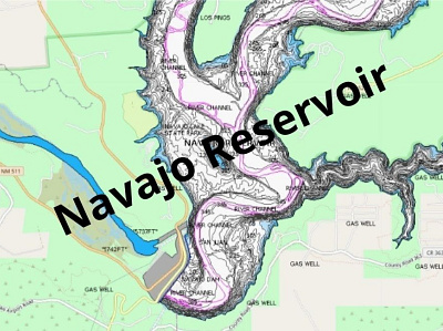 Navajo Reservoir depth map fishing map marine chart nautical chart typography