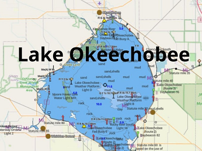 Okeechobee Lake depth map fishing map marine chart nautical chart typography