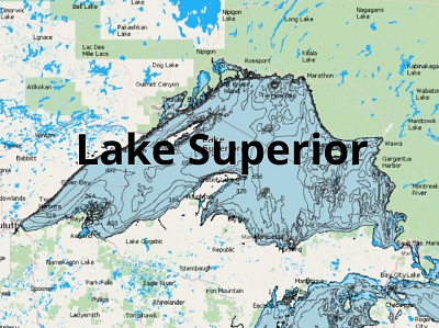 Superior Lake depth map fishing map marine chart nautical chart typography