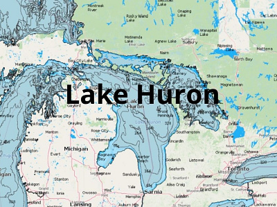 Huron Lake depth map fishing map marine chart nautical chart typography