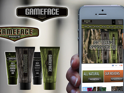 GameFace Website / Packaging bottle branding camo hunting outdoors packaging responsive website