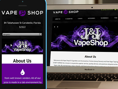 J&J Vape Website branding design graphic iphone logo mobile responsive smoke vape website