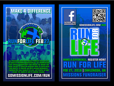 Run For Life 3x5 5k brand card design flyer life logo marketing mission world