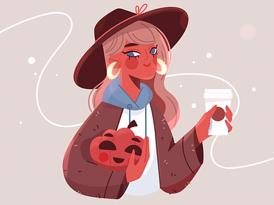 Девушка в хэллоуин design illustration хэллоуин