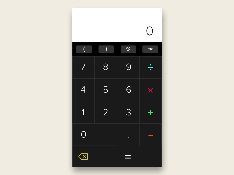 Daily UI Challenge #004 - Touch Bar Calculator 004 aep animation app calculator daily ui illustration mobile touch bar ui ux