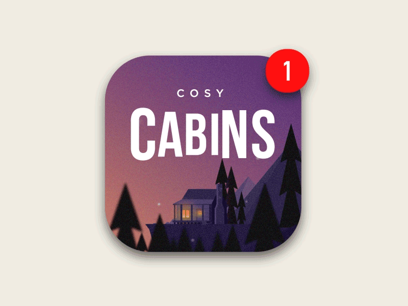 Daily UI Challenge #005 - Cosy Cabins App Icon 005 aep animation app daily ui icon illustration mobile ui ux