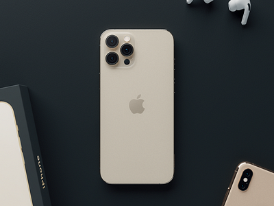 iPhone 12 Pro Gold apple apple design branding design iphone minimal minimalism modern modern design render