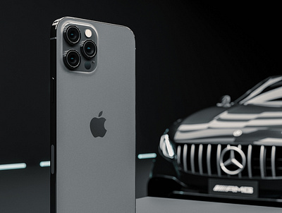 iPhone 12 Pro Max with Mercedes apple apple design branding design iphone mercedes mercedes benz minimal minimalism modern modern design render