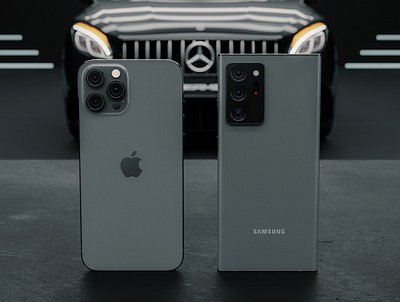 iPhone vs Note with Mercedes apple apple design branding design iphone mercedes benz minimal minimalism modern modern design render