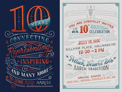 AARCH 10th Year Celebration Invitation aarch hallmark handlettering invitation lettering