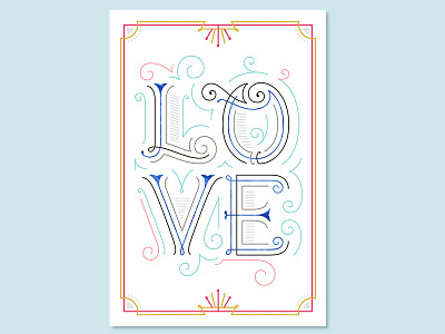Love greeting cards illustration lettering lines love