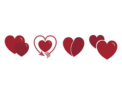 Four Red Valentine Heart Icons