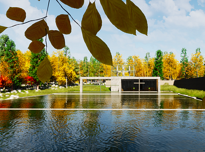 Church on the water 3d artist archviz design designer model modeling render rendering