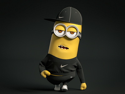 Drip Minion 3d art black branding cartoon minion nike yellow